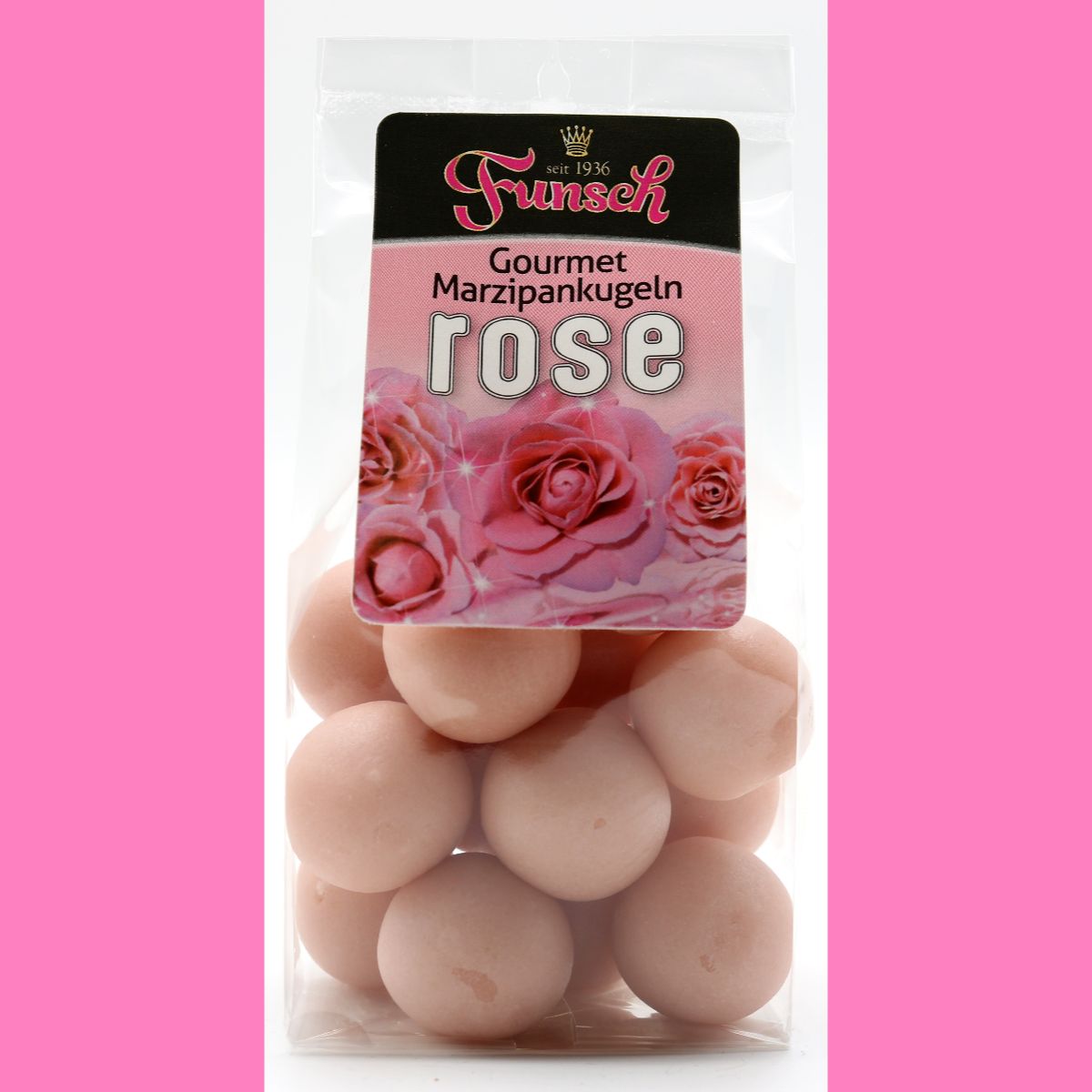 90/10er Edelmarzipan Gourmetkugeln Rose 100g