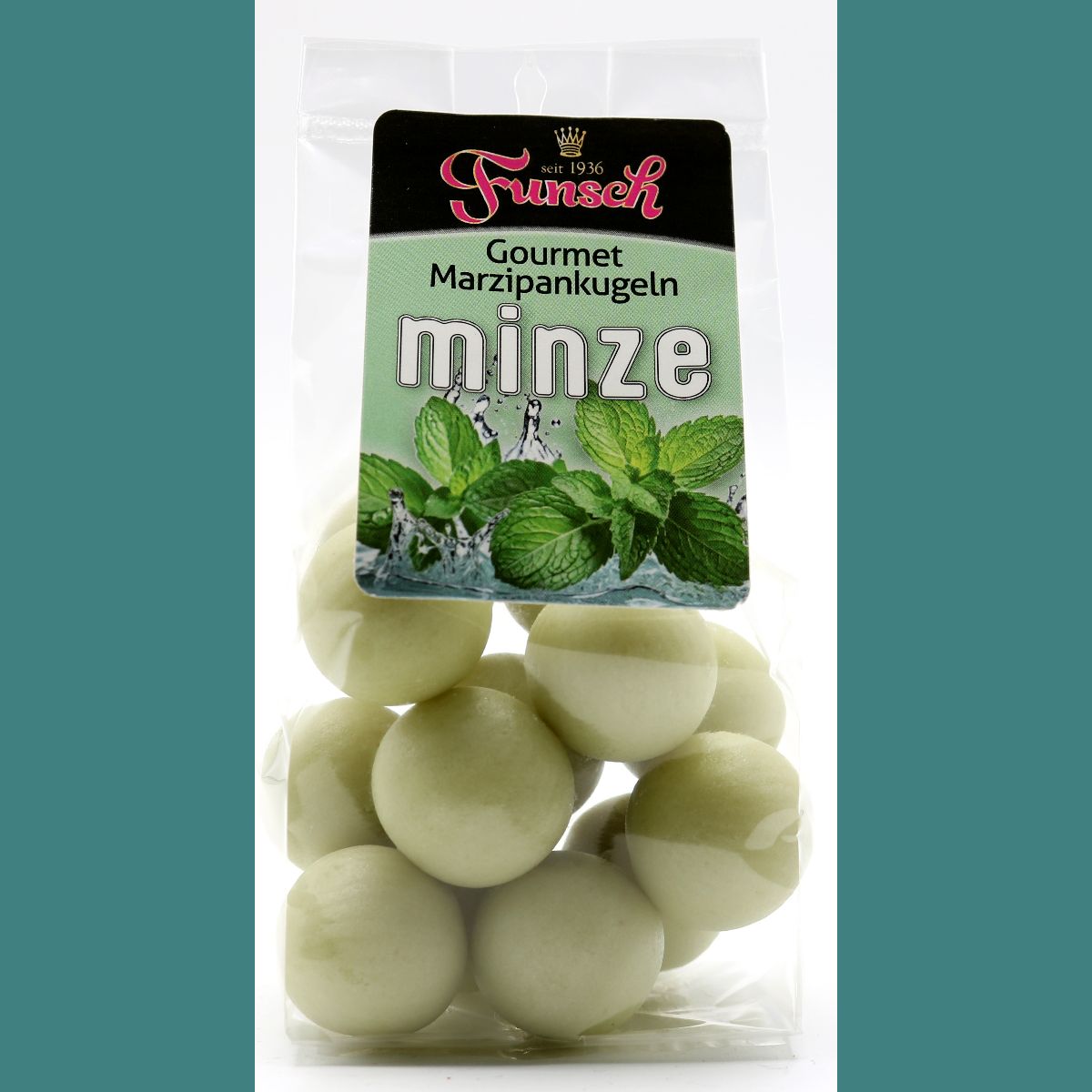 90/10er Edelmarzipan Gourmetkugeln Minze 100g